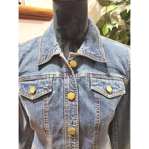 Jones NewYork Women's Denim Blue Long Sleeve Buttons Front Casual Jeans Jacket S - Picture 3 of 14